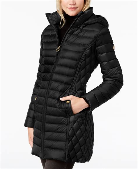 michael michael kors hooded down puffer coat|michael kors removable hood coats.